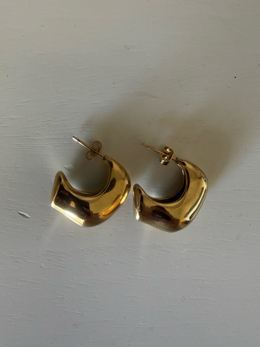 Gold Curved Stud Earrings